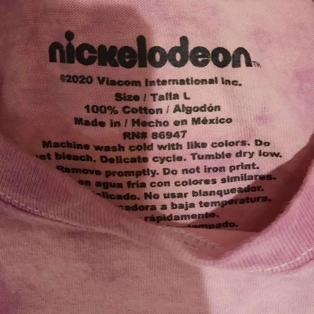 Nickelodeon Rugrats Tie Dye Pink Size Large Chuckie Angelica Tommy and Reptar